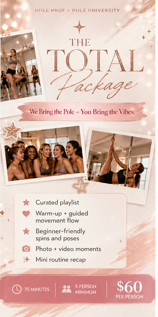 The Total Package mobile pole party tier artwork