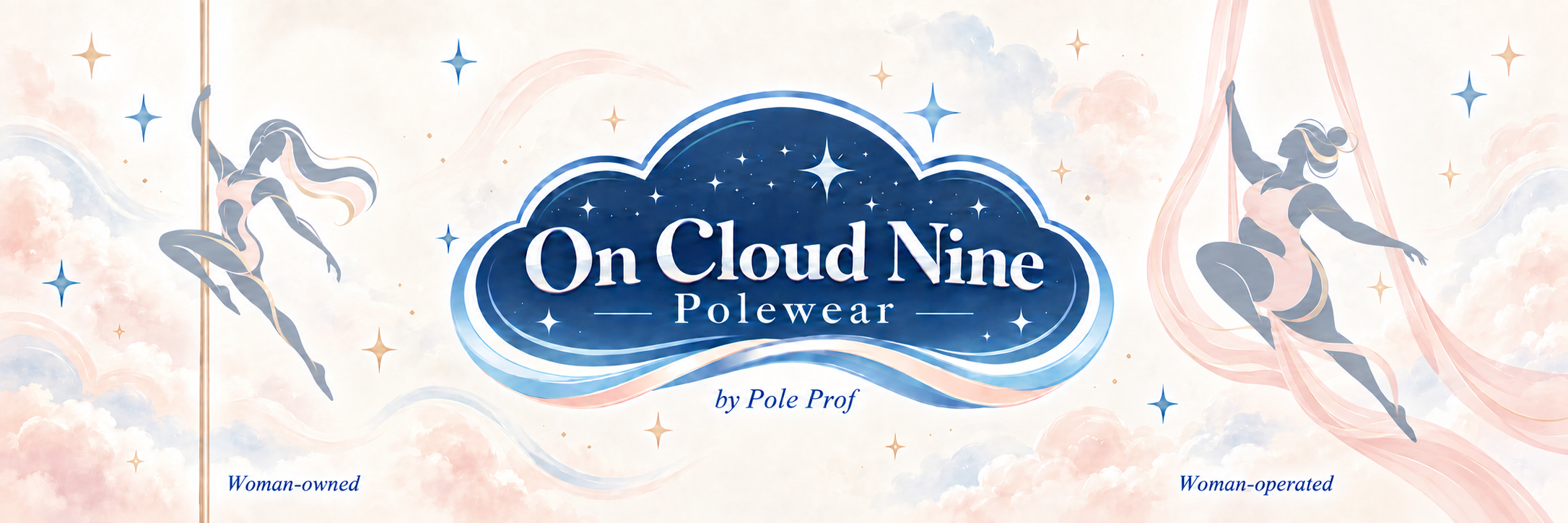 On Cloud Nine Polewear by Pole Prof — Woman-owned and Woman-operated, with abstract pole and plus-sized silks artists
