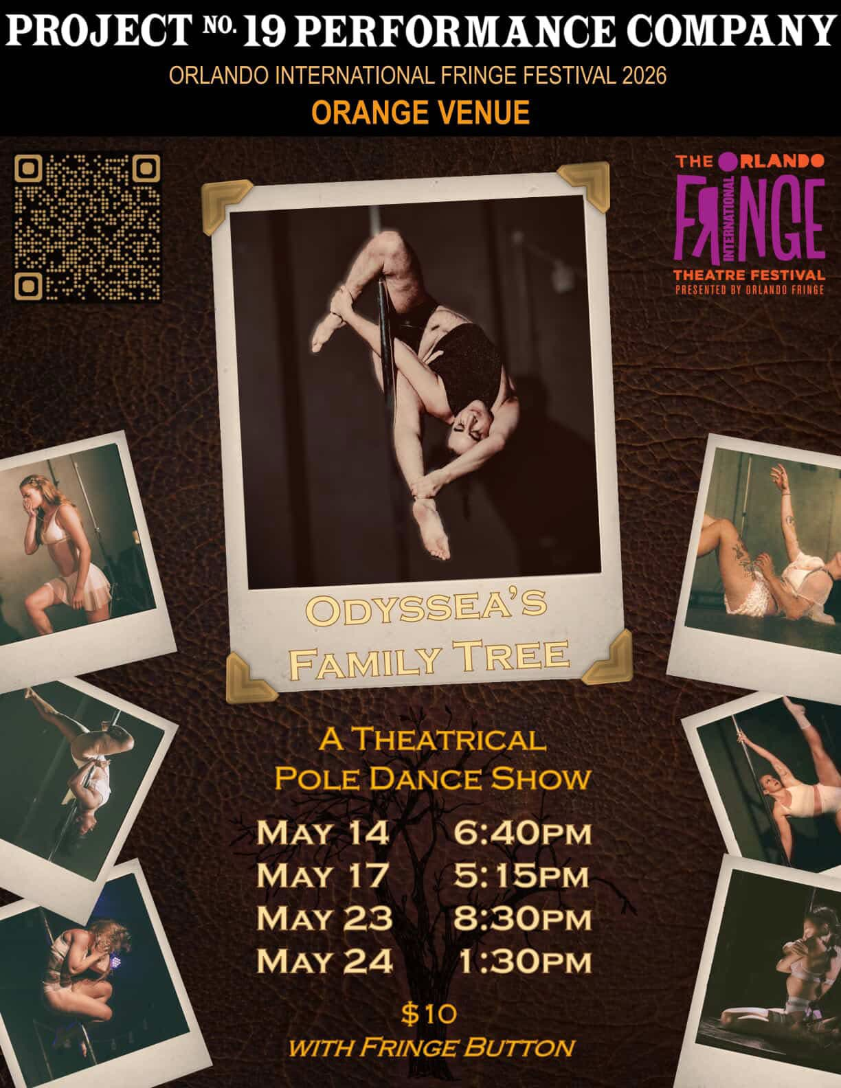 Odyssea's FAMILY tree event poster with show dates and ticket price